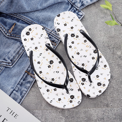 Γυναικείες σαγιονάρες με λουράκια σιλικόνης και λουλουδάτο μοτίβο