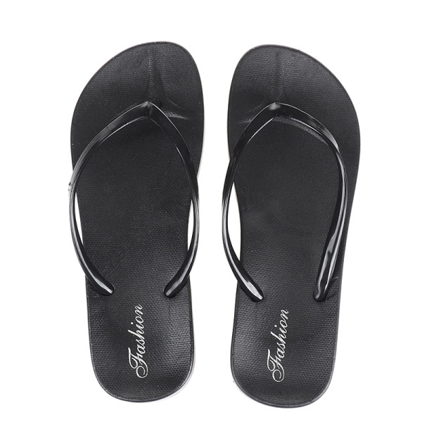 Șlapi de plajă în negru, cu bretele subțiri