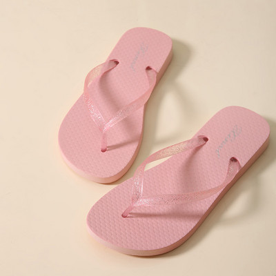 Șlapi de damă cu bretele din silicon și particule strălucitoare