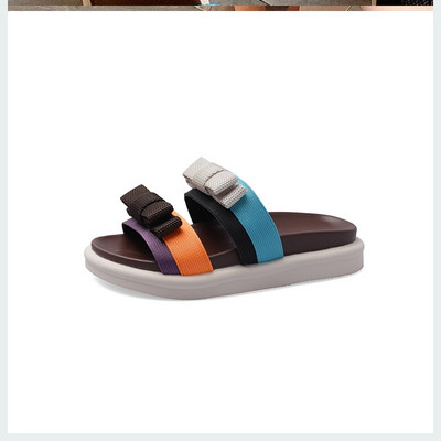 Papuci casual de dama cu panglica si talpa plata