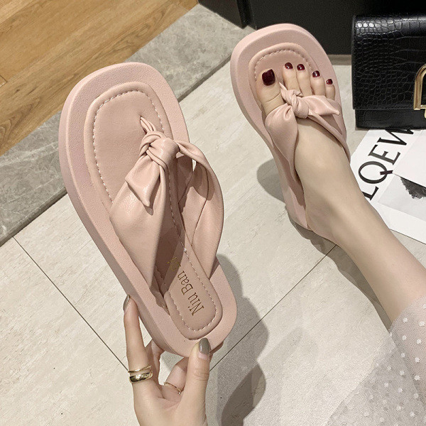 Papuci dama cu panglica si talpa inalta