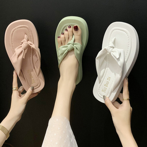 Papuci dama cu panglica si talpa inalta