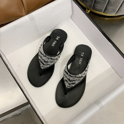 Ženske gumene papuče s perlicama - kroz prste