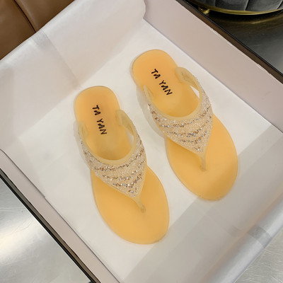 Ženske gumene papuče s perlicama - kroz prste