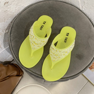 Ženske gumene papuče s perlicama - kroz prste