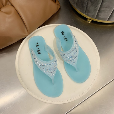 Ženske gumene papuče s perlicama - kroz prste