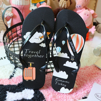 Ljetne ženske papuče s aplikacijom u boji i ravnim potplatom