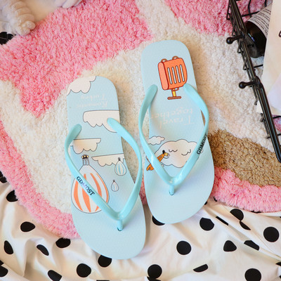 Ljetne ženske papuče s aplikacijom u boji i ravnim potplatom