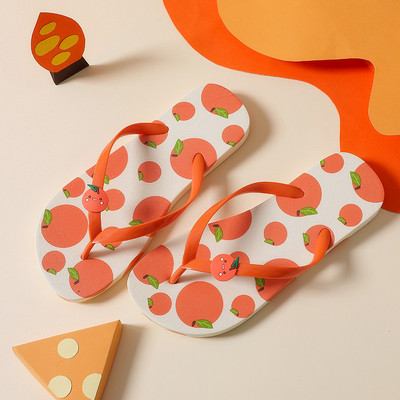 Ljetne ženske papuče s aplikacijom u boji i ravnim potplatom