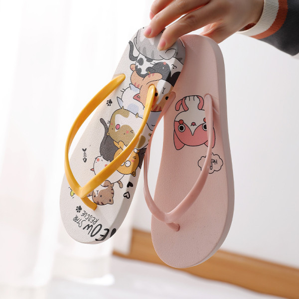 Ljetne ženske papuče s aplikacijom u boji i ravnim potplatom