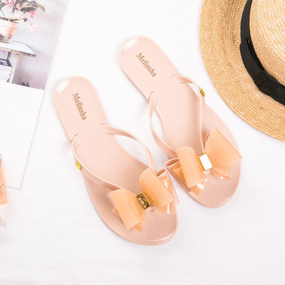 Γυναικείες casual παντόφλες μεταξύ των ποδιών με τρισδιάστατα στοιχεία λουλούδια και κορδέλα