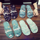 Papuci de vara de dama cu model floral si talpa plata