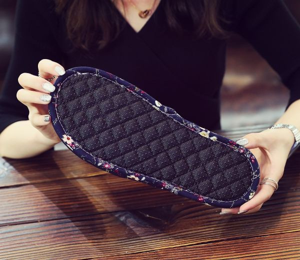 Papuci de vara de dama cu model floral si talpa plata