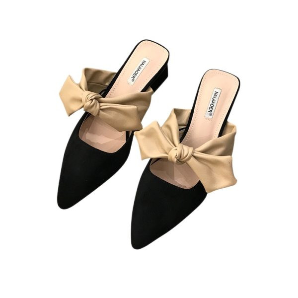 Papuci ascuțiți pentru femei cu panglică