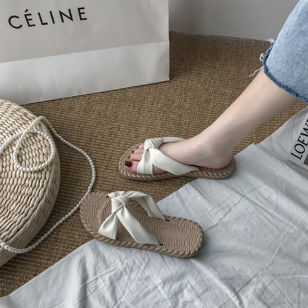 Papuci casual dama cu bretele impletite - talpa plata