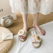 Papuci casual de dama cu margareta si talpa plata