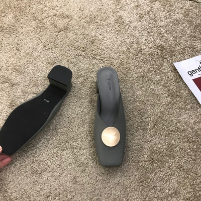 Έκο δερμάτινες παντόφλες μοντέρνες γυναικείες  με τακούνι-4 cm