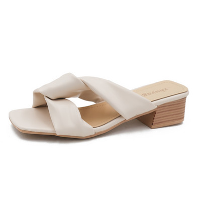 Γυναικείες έκο δερμάτινες παντόφλες  με σταυροτά λουράκια