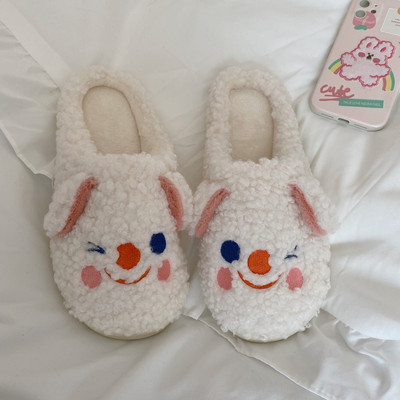 Papuci de pluș de damă cu element 3D și broderie
