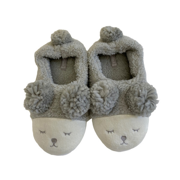 Παντόφλες σπιτιού με τρισδιάστατο στοιχείο - γκρι χρώμα