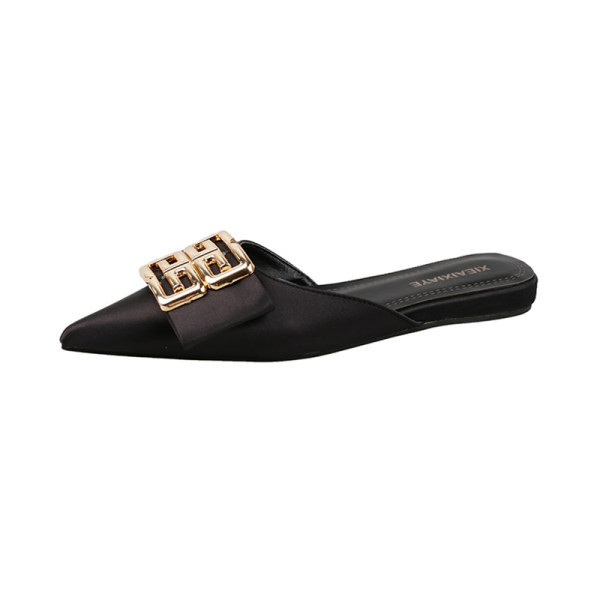 Novi model ženskih papuča na špic sa metalnom kopčom - roze i crne boje