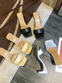 Παντόφλες μοντέρνες γυναικείες με δερμάτινα λουράκια και ψηλό τακούνι