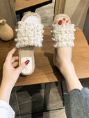 Moderne ženske papuče s perlama i ravnim potplatom