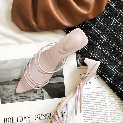 Νέο μοντέλο γυναικείες παντόφλες μυτερά μοντέλο με φτέρνα