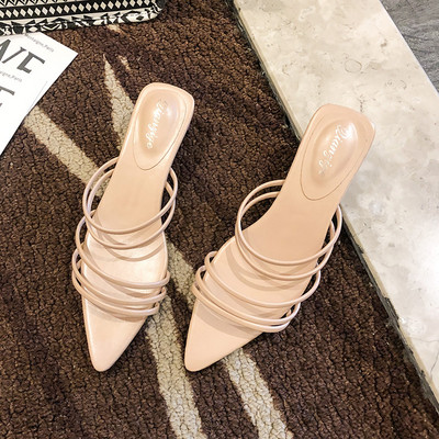 Νέο μοντέλο γυναικείες παντόφλες μυτερά μοντέλο με φτέρνα