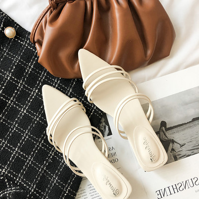 Νέο μοντέλο γυναικείες παντόφλες μυτερά μοντέλο με φτέρνα