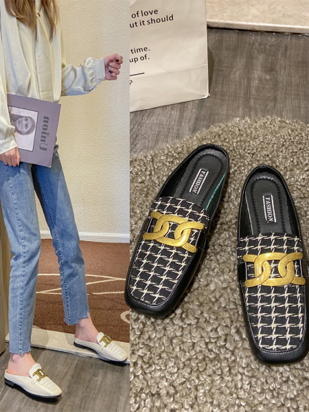 Ženske papuče od umjetne kože u dvije boje