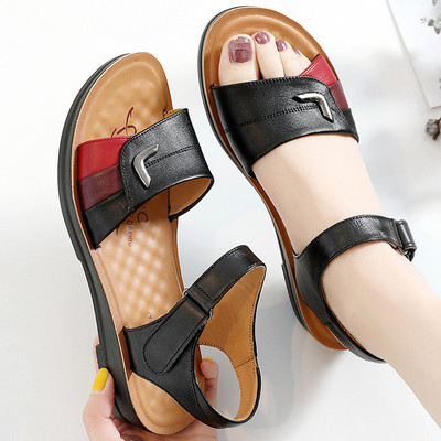 Ženske casual sandale u crvenoj i crnoj boji