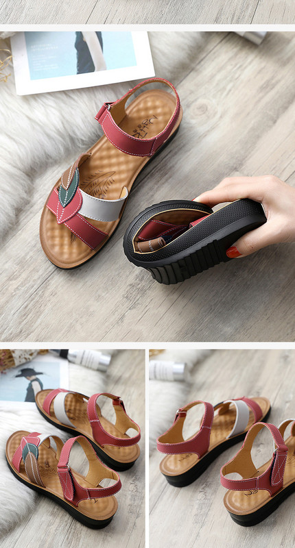 Ženske casual sandale u crvenoj i crnoj boji