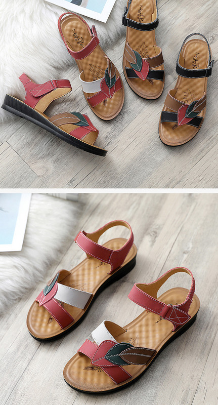 Ženske casual sandale u crvenoj i crnoj boji