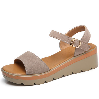 Γυναικεία σανδάλια πλατφόρμας και λουράκια eco suede