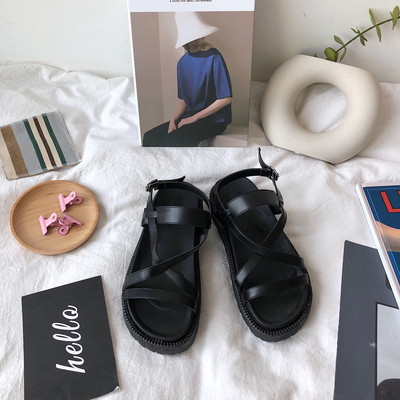 Μοντέρνα γυναικεία έκο δερμάτινα σανδάλια σε μαύρο χρώμα-τρία μοντέλα