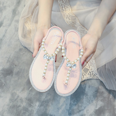 Ležerne ženske sandale sa kamenčićima i biserima u tri boje