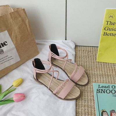 Ženske ležerne sandale od brušene kože s patentnim zatvaračem