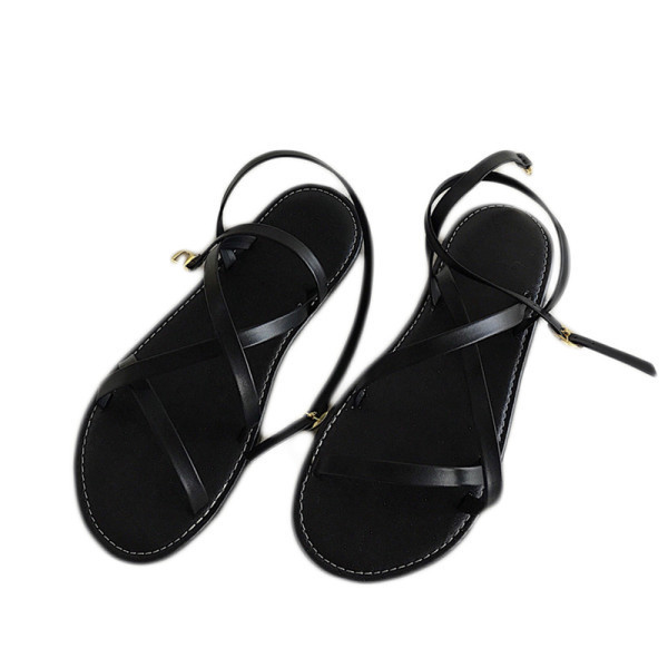 Ženske ležerne sandale od umjetne kože u crnoj i smeđoj boji