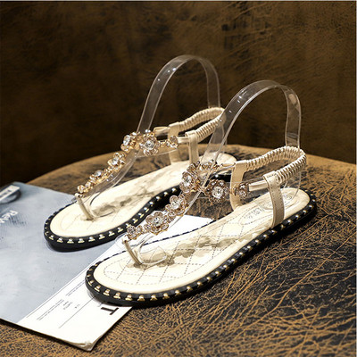 Ženske ležerne sandale sa ukrasnim kamenčićima u bijeloj i crnoj boji