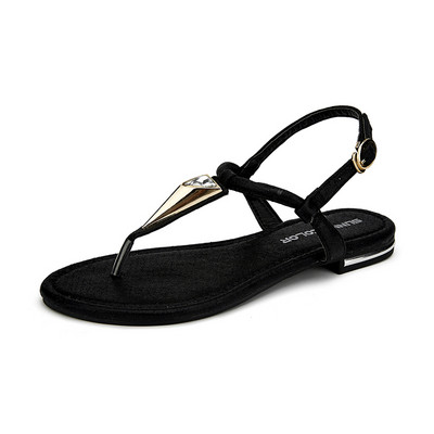 Γυναικεία σανδάλια με λεπτά λουράκια από οικολογικό δέρμα με πέτρινη διακόσμηση