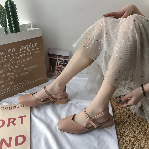 Ženske zatvorene sandale sa kopčom - eko koža