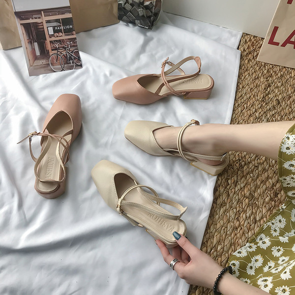 Ženske zatvorene sandale sa kopčom - eko koža