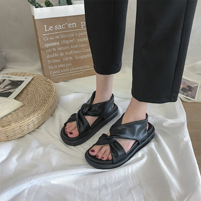 Ženske kožne sandale s ravnim đonom