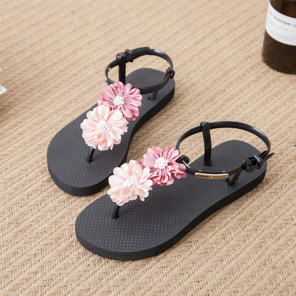 Ljetne gumene sandale sa cvjetnim ukrasom