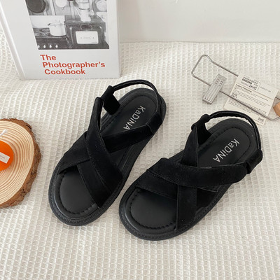 Crne ženske sandale sa ravnim đonom - dva modela