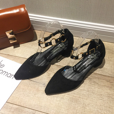 Ženske sandale na špic od eko brušene kože sa potpeticom