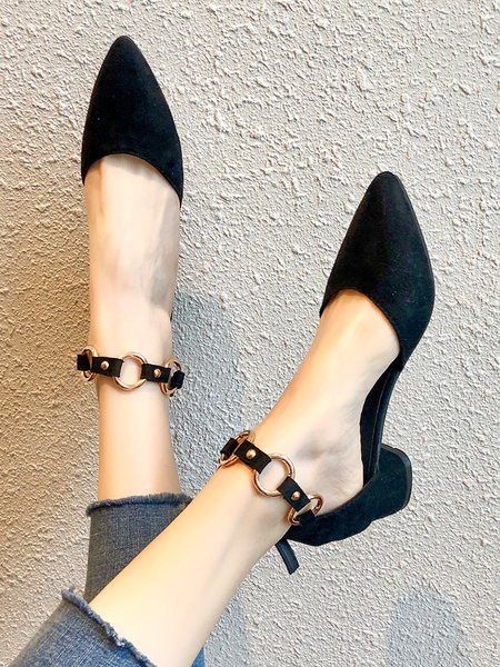 Ženske sandale na špic od eko brušene kože sa potpeticom