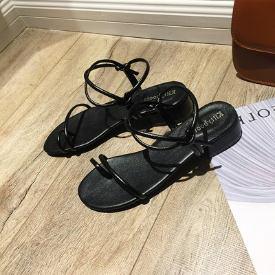 Ženske ležerne sandale od umjetne kože s četvrtastom petom