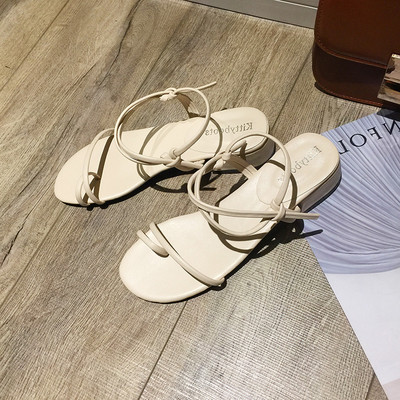 Ženske ležerne sandale od umjetne kože s četvrtastom petom